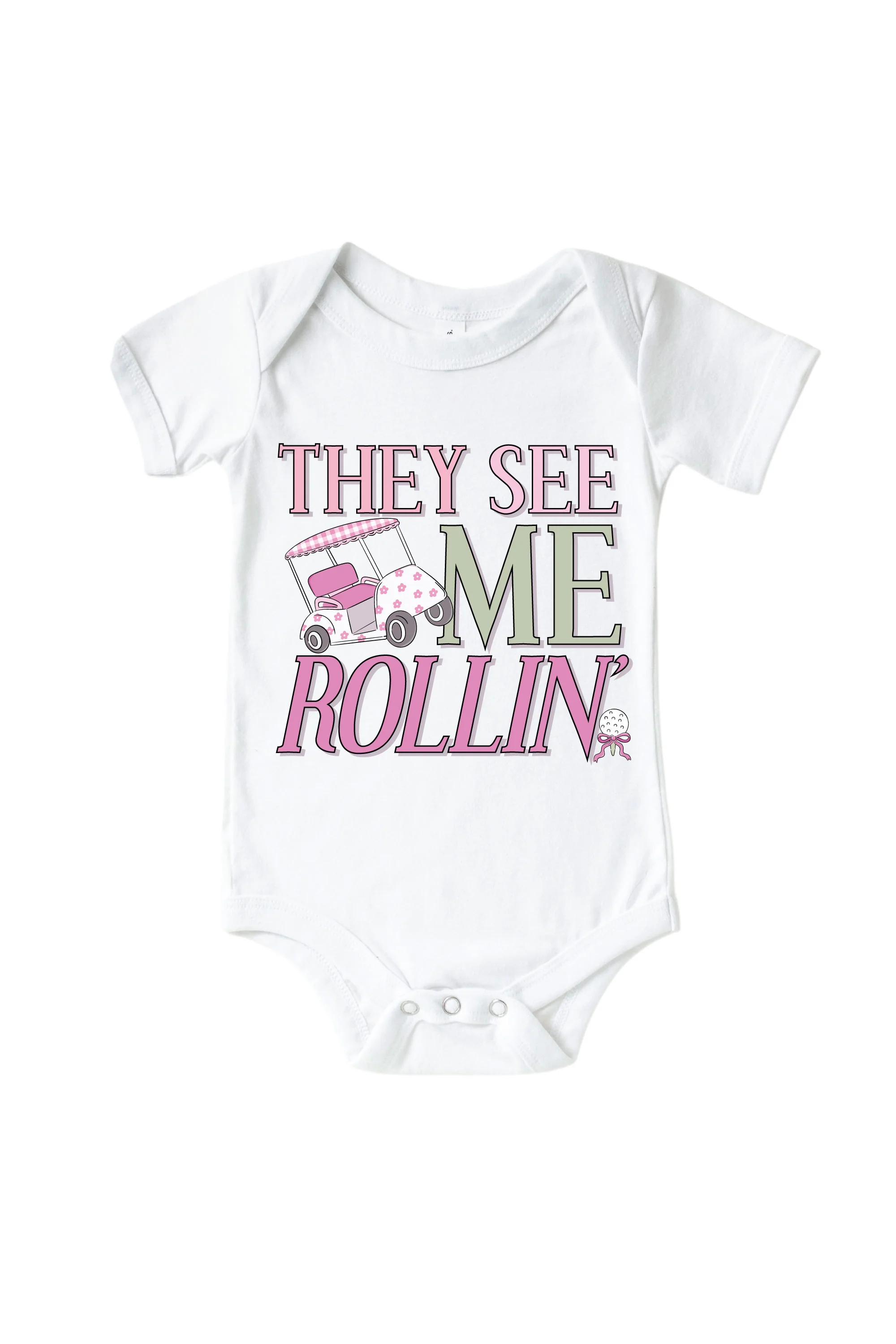 They See Me Rollin' Pink Graphic Bodysuit & Kids Tee | White - Image 2