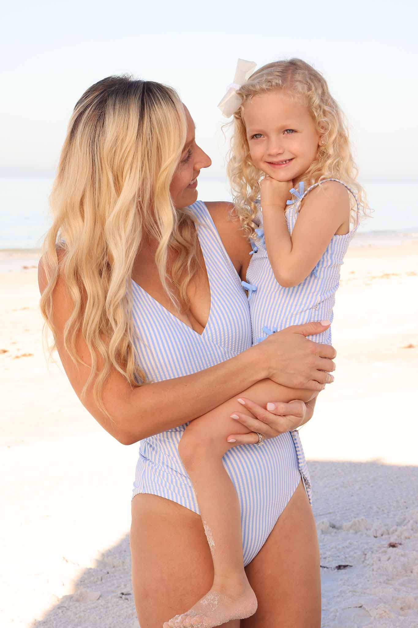 Tiny Bows One Piece | Seersucker Blue - Image 11