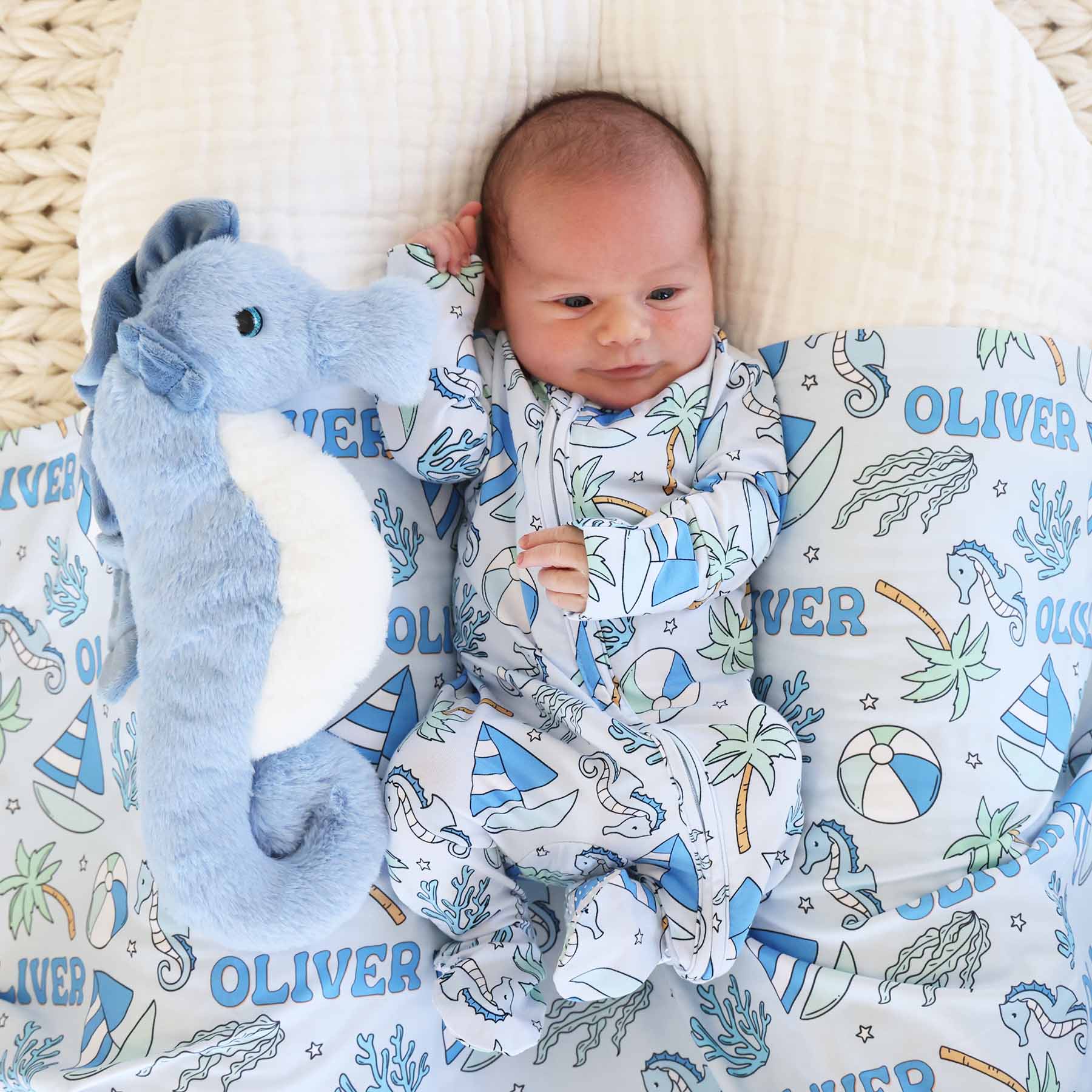 Tiny Tides Zipper Footie | Blue - Image 11