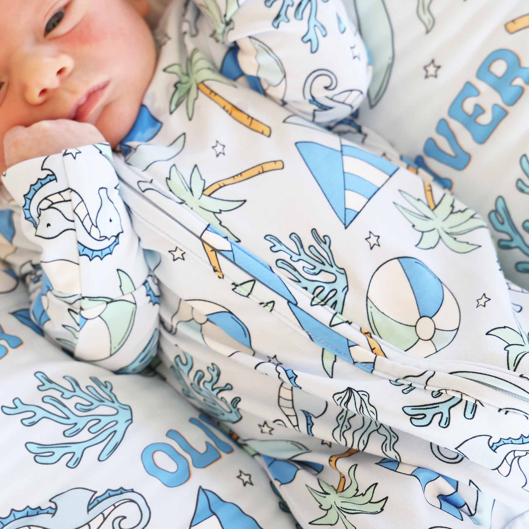 Tiny Tides Zipper Footie | Blue - Image 6