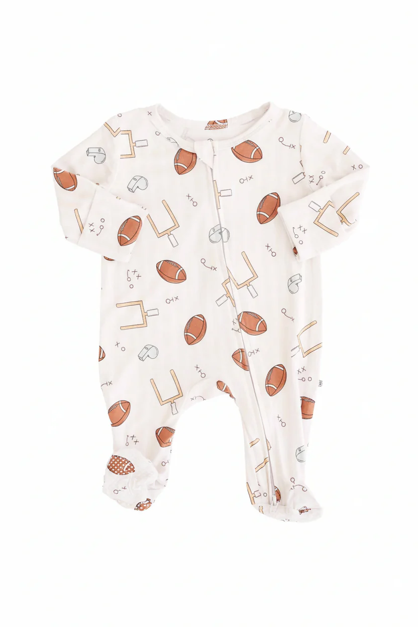 Tiny Touchdowns Zipper Footie | Neutral - Image 3