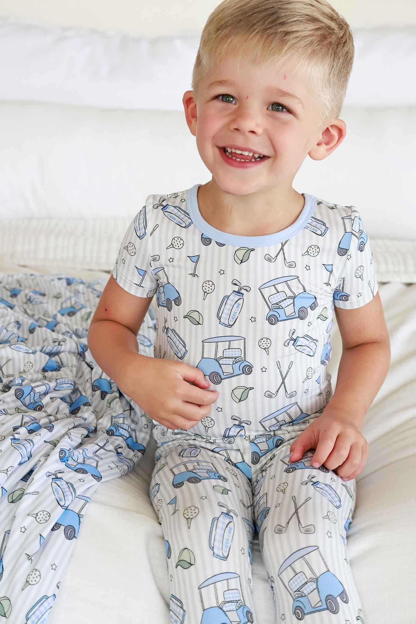 Two Piece Bamboo Pajama Set | Caddie Crew Blue