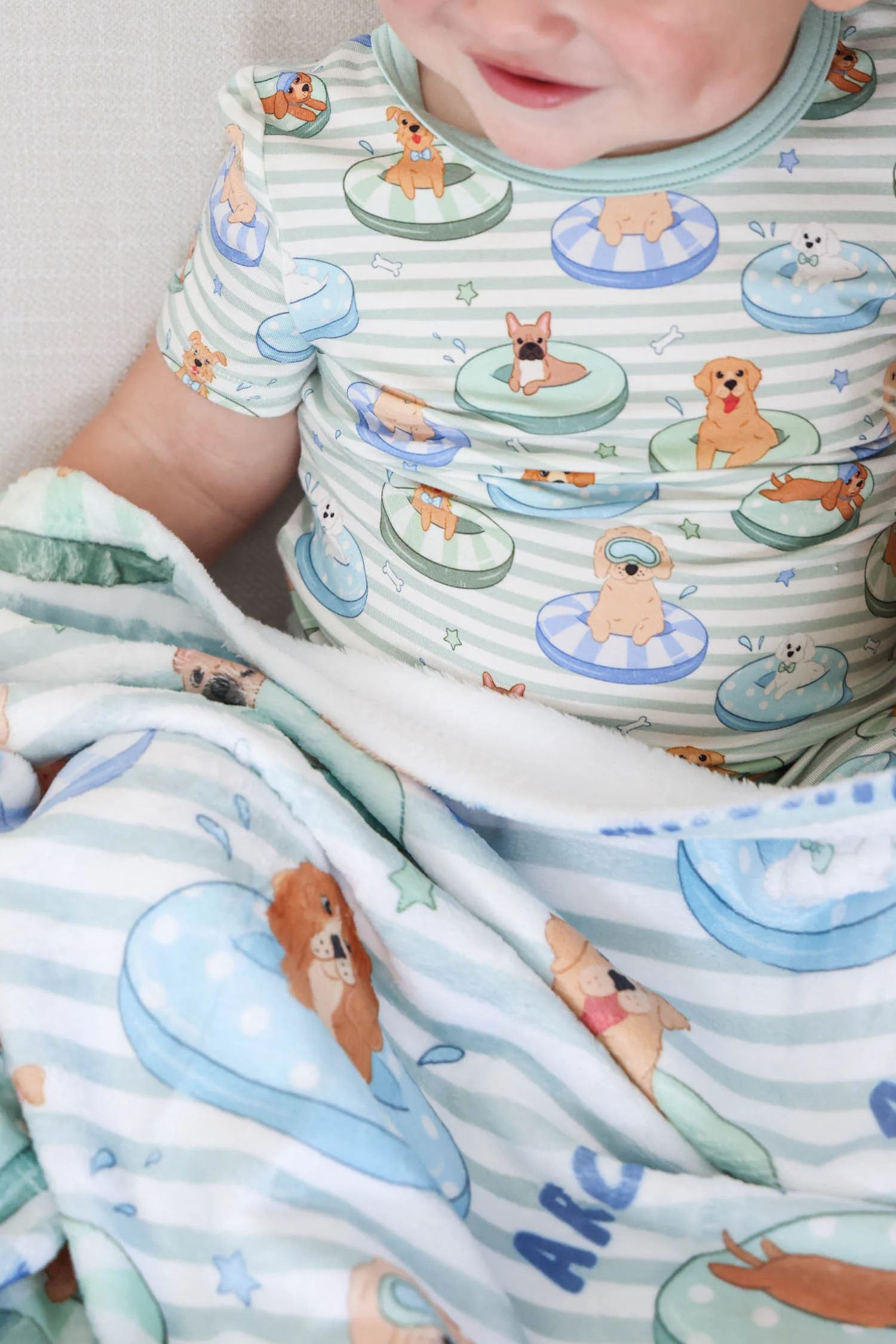 Two Piece Short Pajama Set | Poolside Pups Blue - Image 10