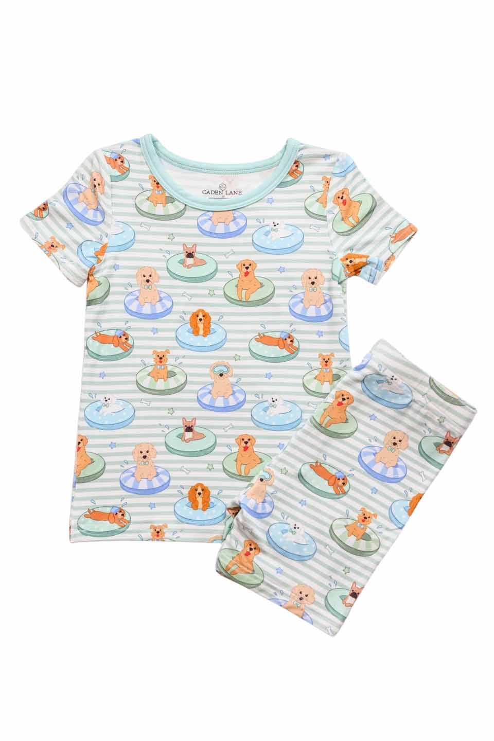 Two Piece Short Pajama Set | Poolside Pups Blue - Image 2