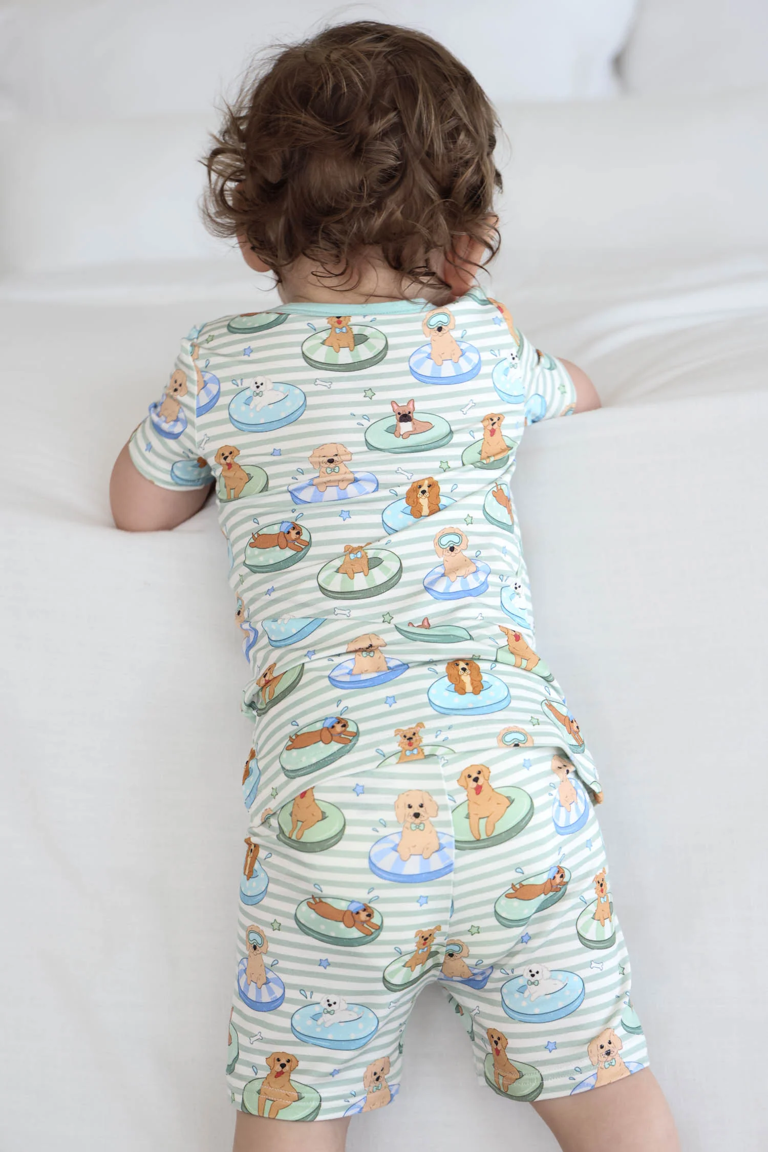 Two Piece Short Pajama Set | Poolside Pups Blue - Image 3