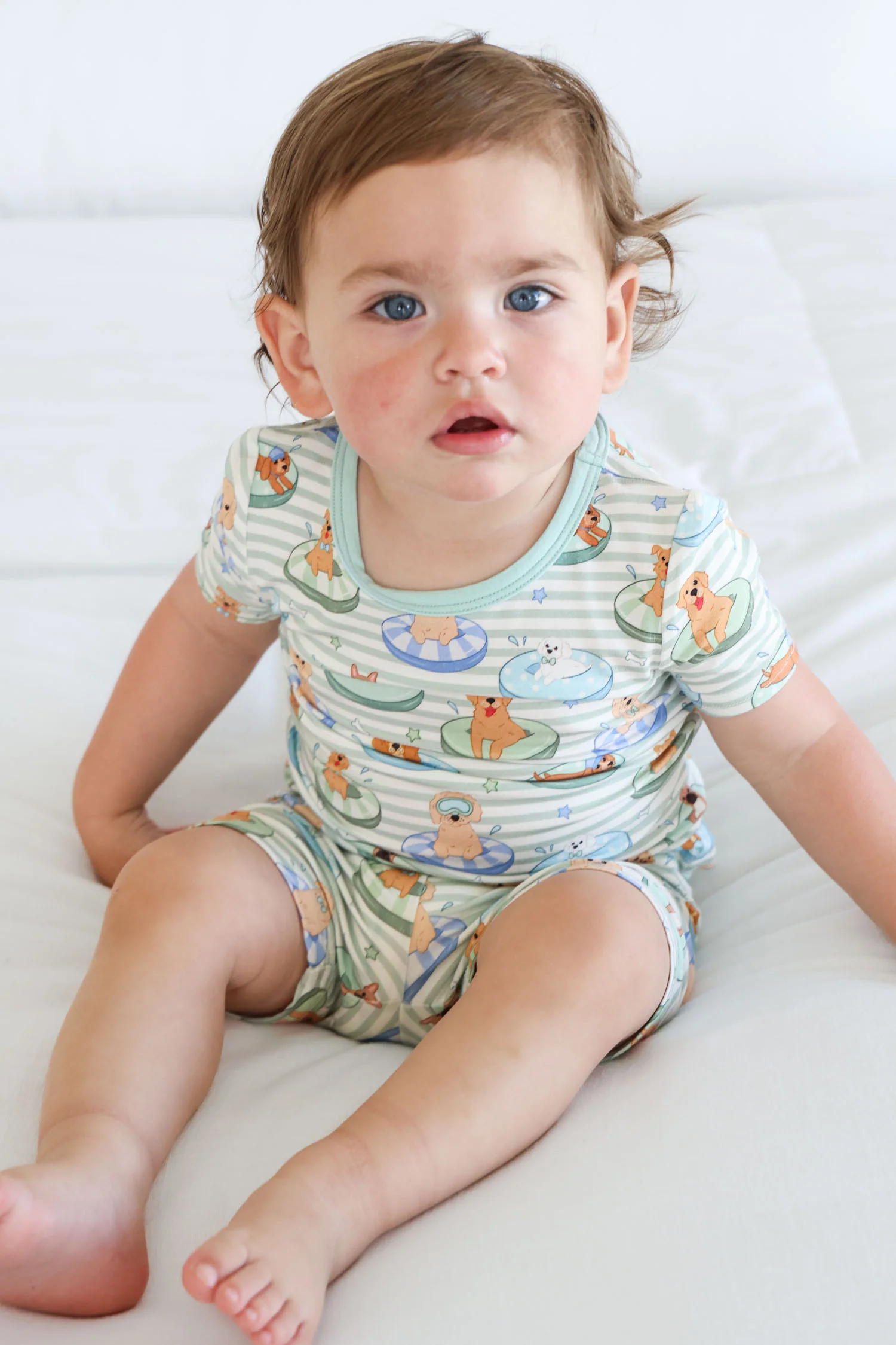 Two Piece Short Pajama Set | Poolside Pups Blue - Image 5