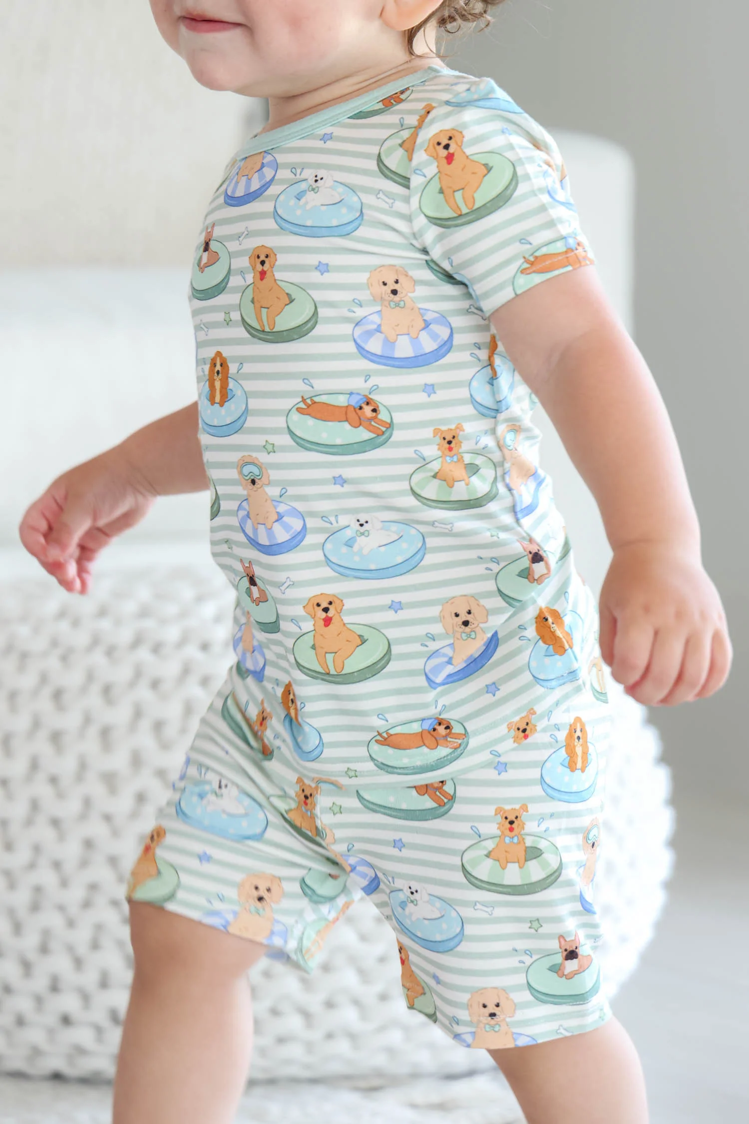 Two Piece Short Pajama Set | Poolside Pups Blue - Image 6