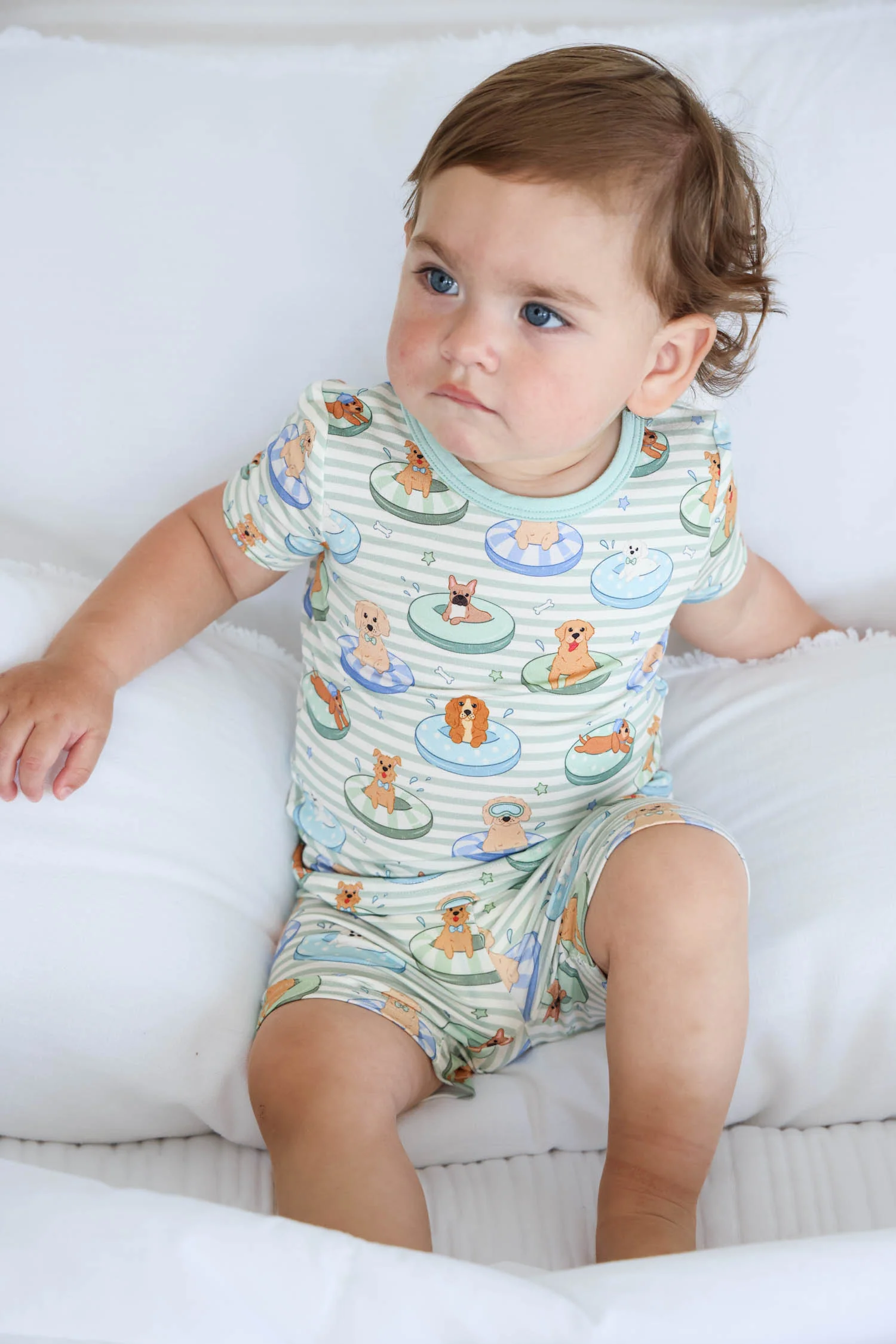Two Piece Short Pajama Set | Poolside Pups Blue - Image 8