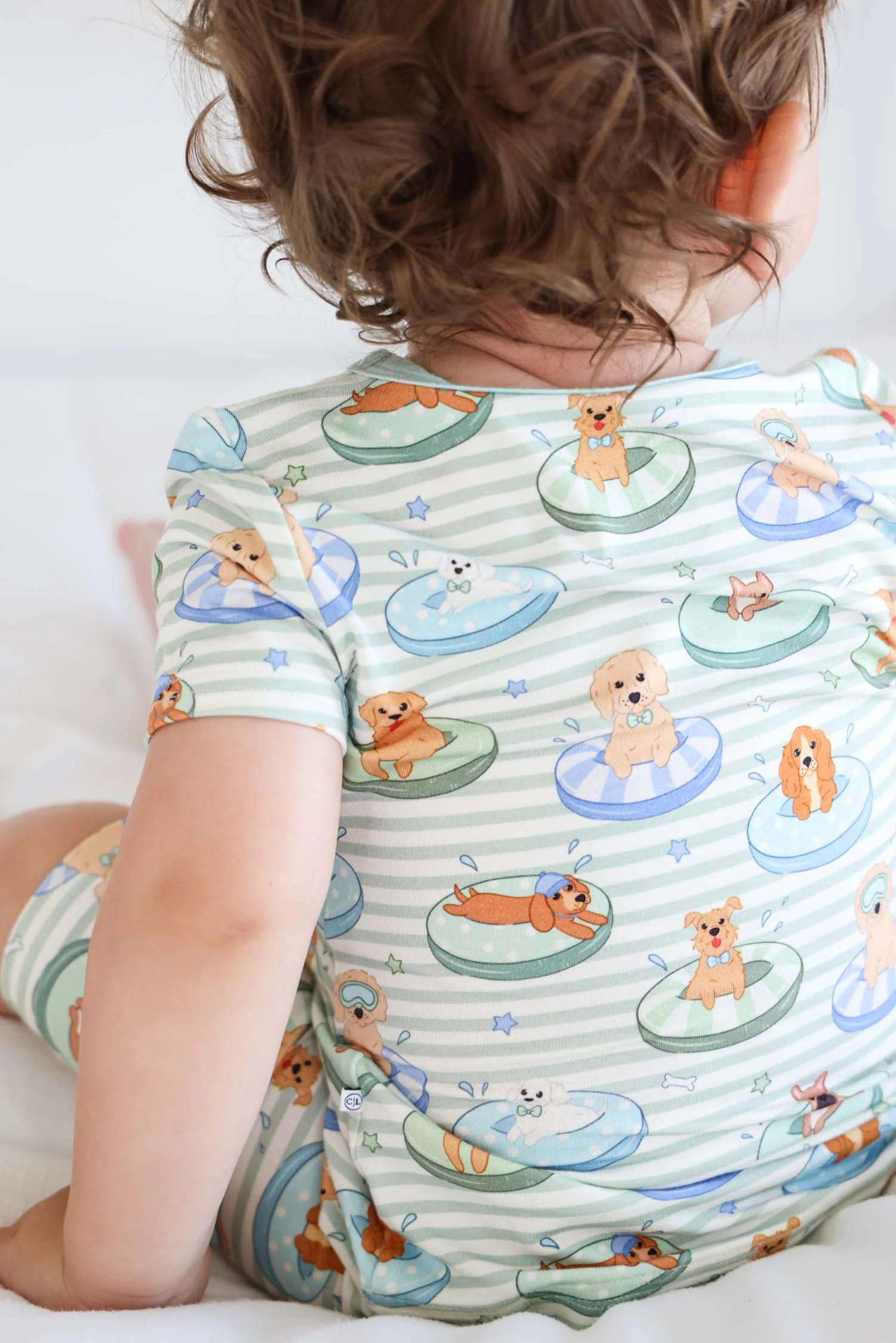 Two Piece Short Pajama Set | Poolside Pups Blue - Image 9