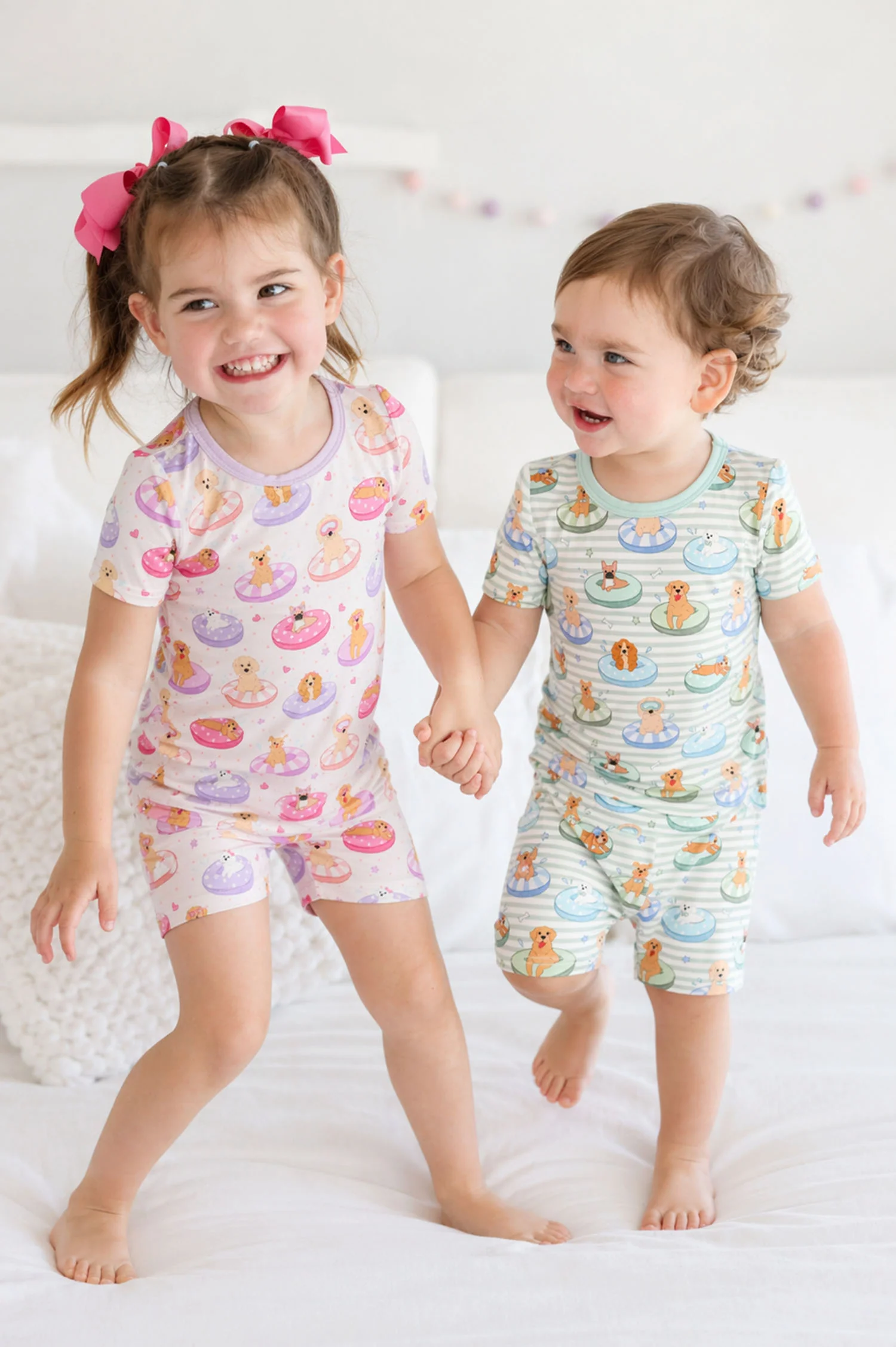 Two Piece Short Pajama Set | Poolside Pups Blue - Image 4