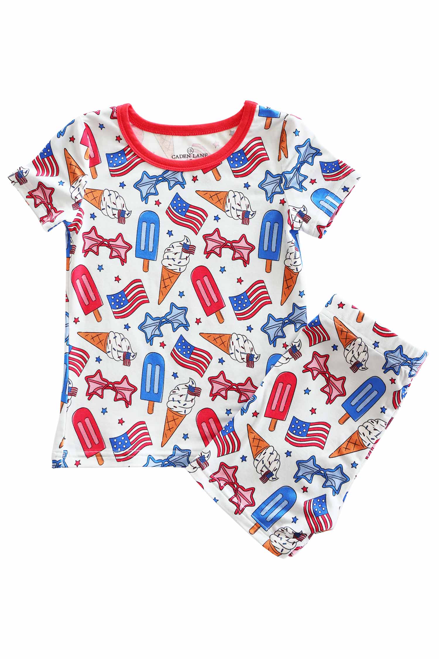 Two Piece Short Pajama Set | Red, White & Cool - Image 3