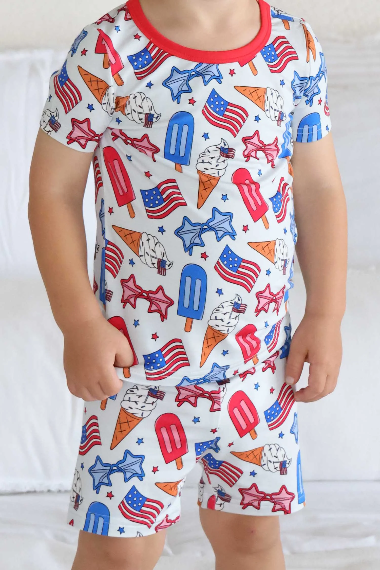 Two Piece Short Pajama Set | Red, White & Cool - Image 4