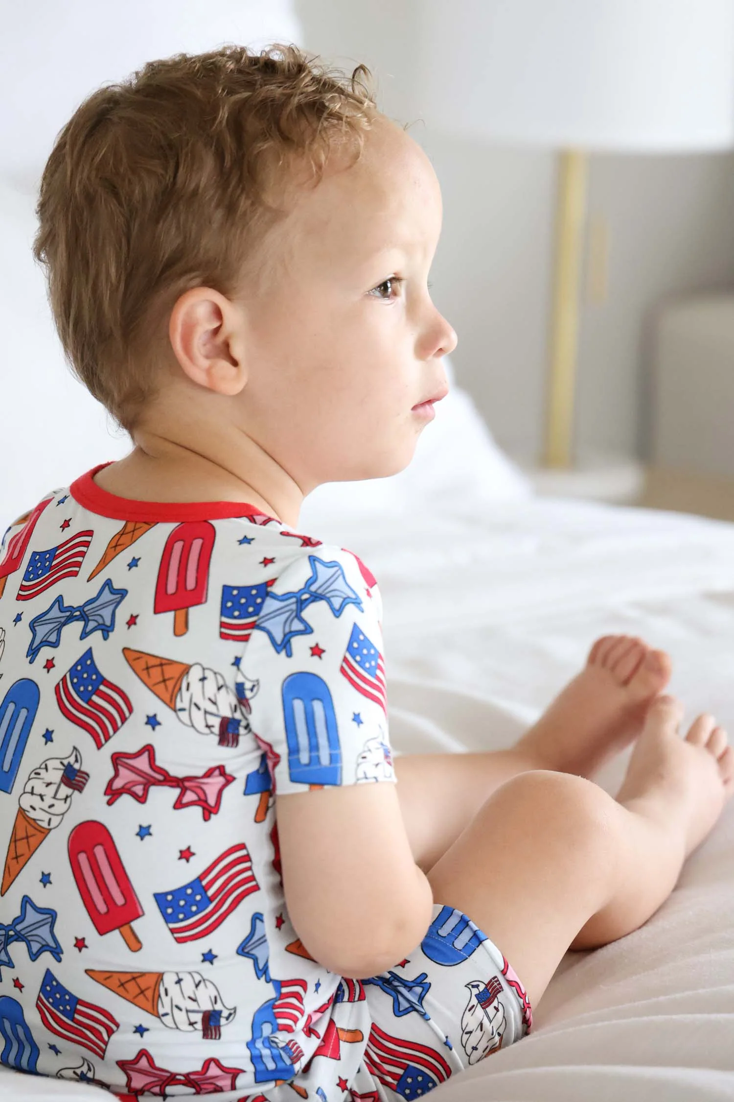 Two Piece Short Pajama Set | Red, White & Cool - Image 7