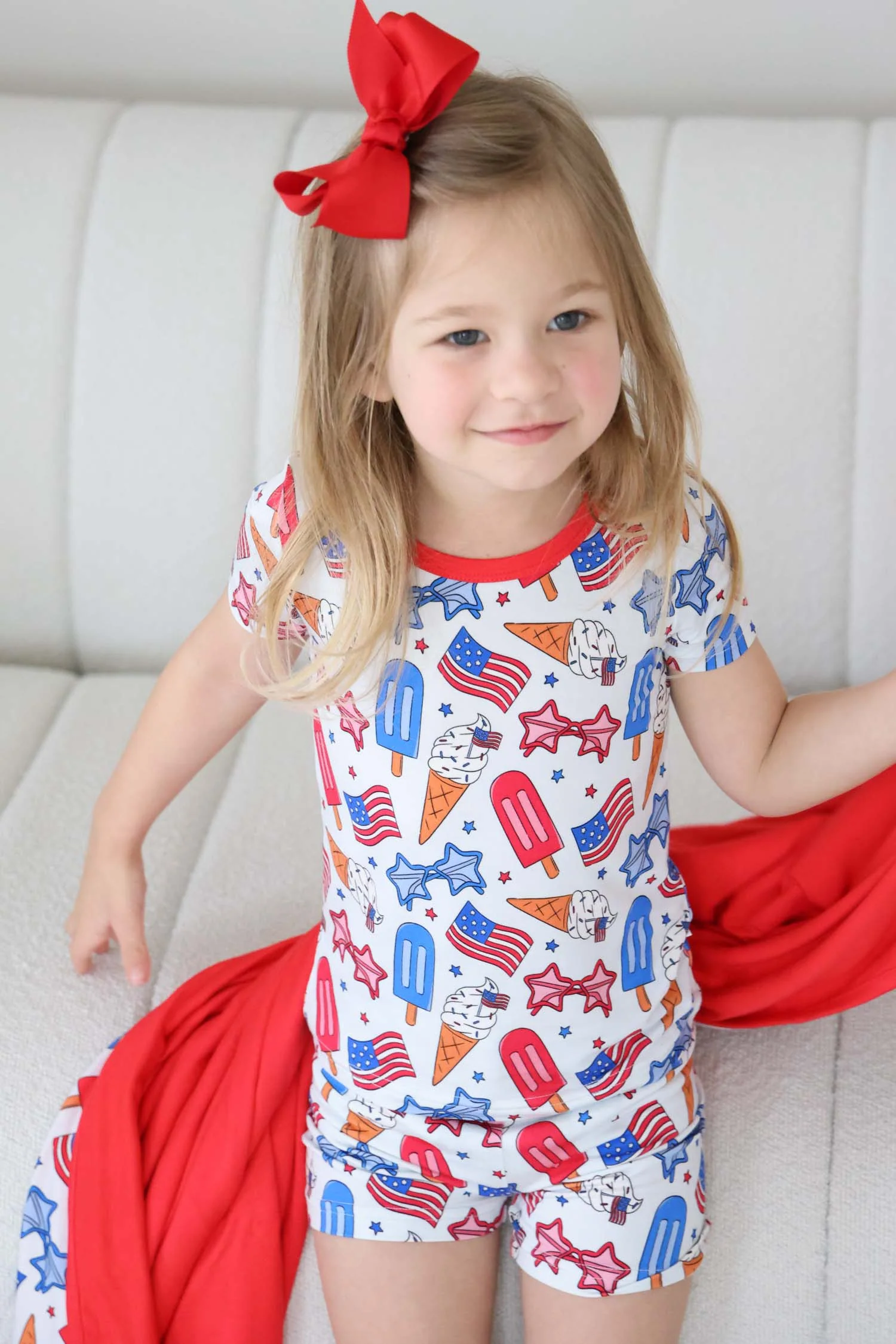 Two Piece Short Pajama Set | Red, White & Cool - Image 9