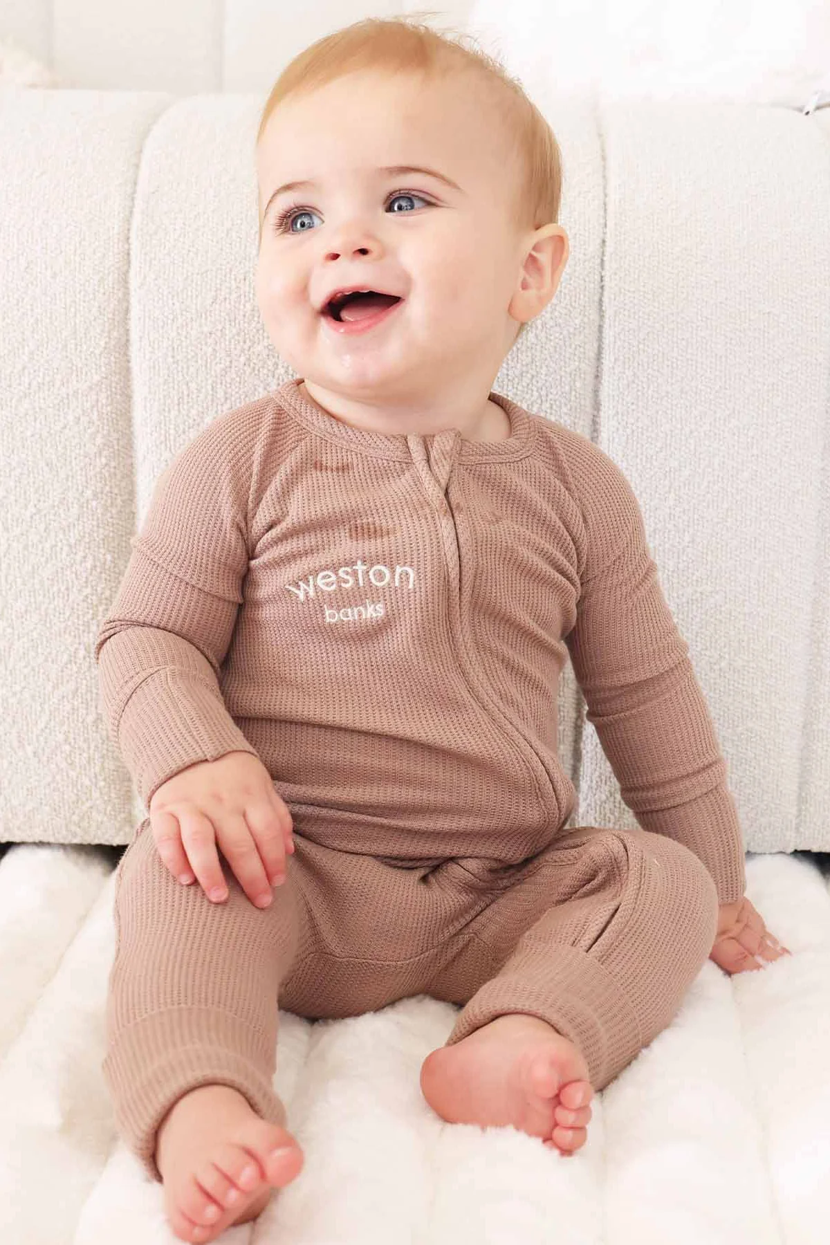 Embroidered Bamboo Waffle Convertible Zip Rompers | Mountain Haze - Image 17