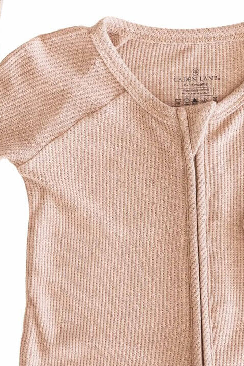 Embroidered Bamboo Waffle Convertible Zip Romper | Cocoa - Image 3