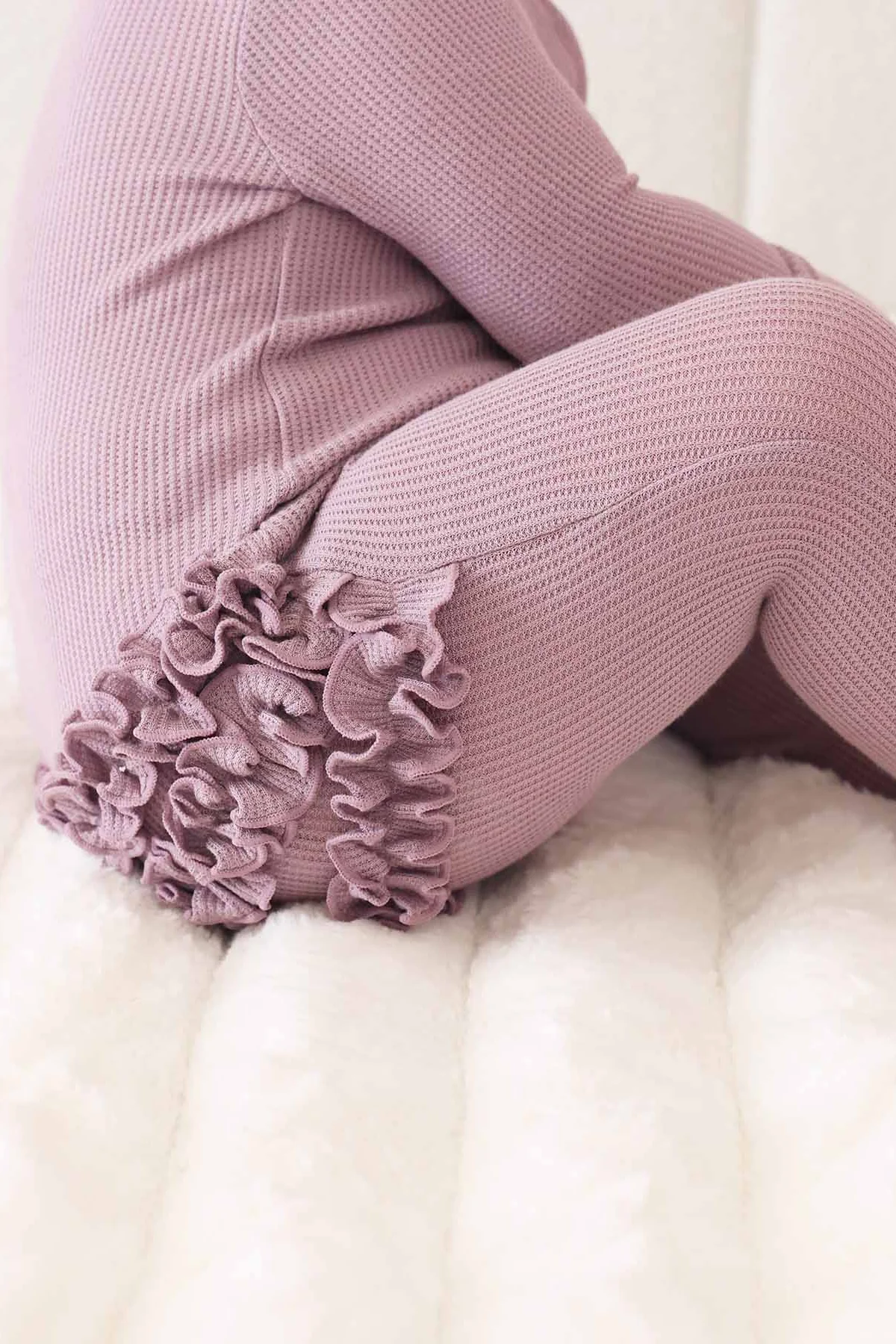 Embroidered Bamboo Waffle Zipper Ruffle Footies | In Bloom - Image 6